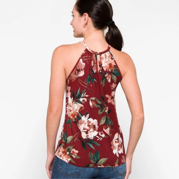 Papermoon Red Tank Top Halter Floral Pattern - Picture 2 of 10